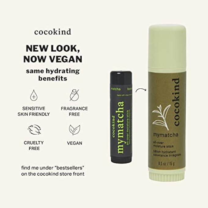 Cocokind MYMATCHA ALL-OVER MOISTURE STICK, LIP BALM AND EYE CREAM FOR DRY SKIN, WITH ORGANIC COCONUT OIL AND BEESWAX, GREEN TEA MASK STICK - Image 2